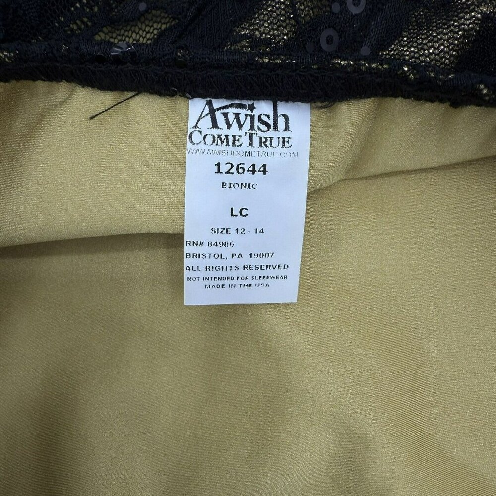 Dance Costume Black Gold Sequins Jazz Child Large Open Back “Bionic” - Picture 10 of 10